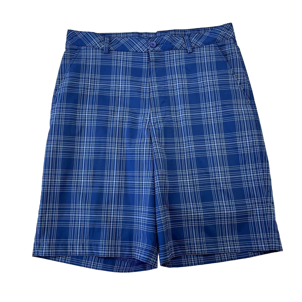 Bolle Golf Tech Mens Blue White Plaid Shorts 32